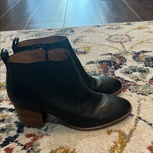 Madewell Black Leather Block Heel Ankle Boots